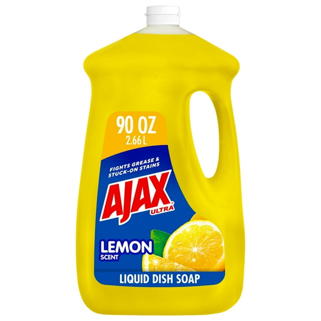 Ajax Ultra Liquid Dish Soap, Lemon Scent, Super Degreaser, 90 Fluid Ounce