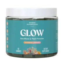 Glow sea moss & pearl gummies jar, teal label with strawberry-lemonade badge