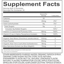 Supplement Facts label for glow gummies, serving size 2 gummies, nutrients list