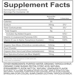 Akasha Superfoods GLOW Sea Moss & Pearl Powder, 120 Gummies