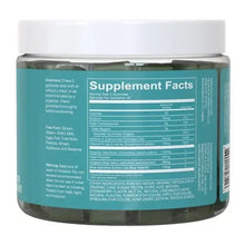 Supplement Facts panel on glow gummies jar, nutrition table and directions section
