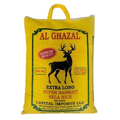 Al Ghazal Basmati Sela Rice Extra Long Super Basmati sela 10 Lbs / 4.54 kg, Non GMO, Extra Long Basmati Rice, White Rice, Vegan Dried Rice, BPA & Gluten Free, Zip Lock Bag, Non Sticky Grain - USA MEGA SHOP