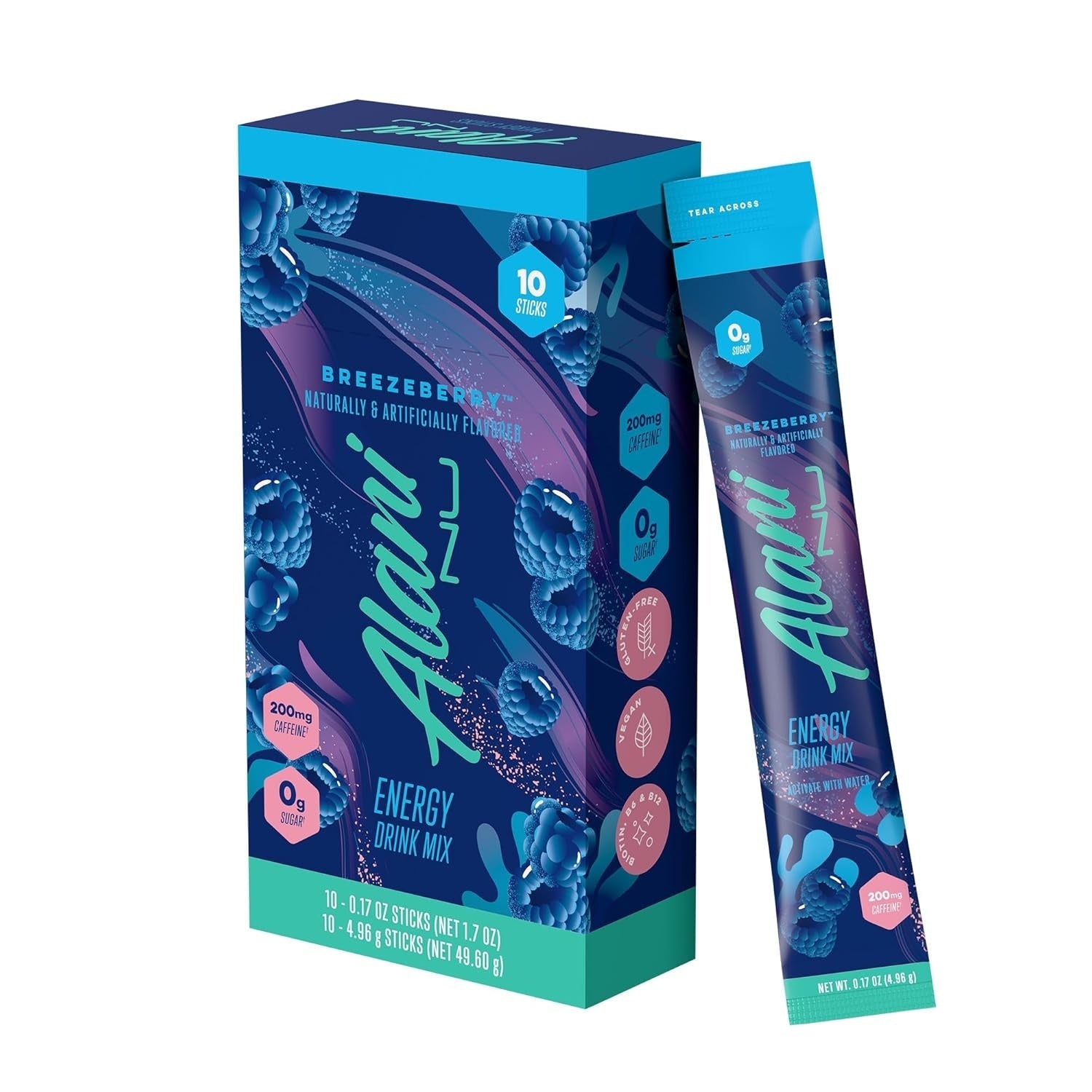 Alani Nu ORANGE KISS Energy Sticks, Energy Drink Powder, 200mg Caffeine, Pre Workout Performance with Antioxidants, On-The-Go Drink Mix, Biotin, B Vitamins, Zero Sugar, 5-10 Calories, 10 Pack