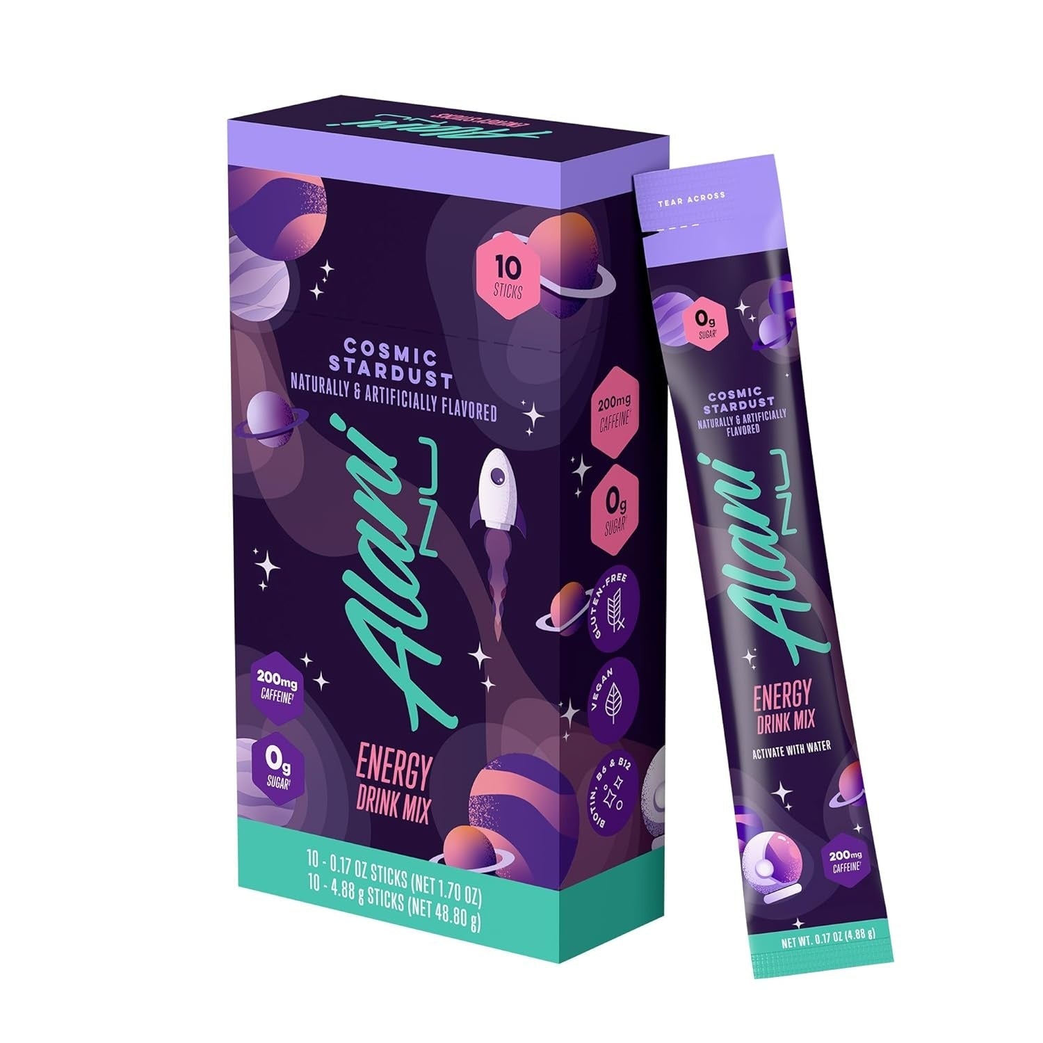 Alani Nu ORANGE KISS Energy Sticks, Energy Drink Powder, 200mg Caffeine, Pre Workout Performance with Antioxidants, On-The-Go Drink Mix, Biotin, B Vitamins, Zero Sugar, 5-10 Calories, 10 Pack