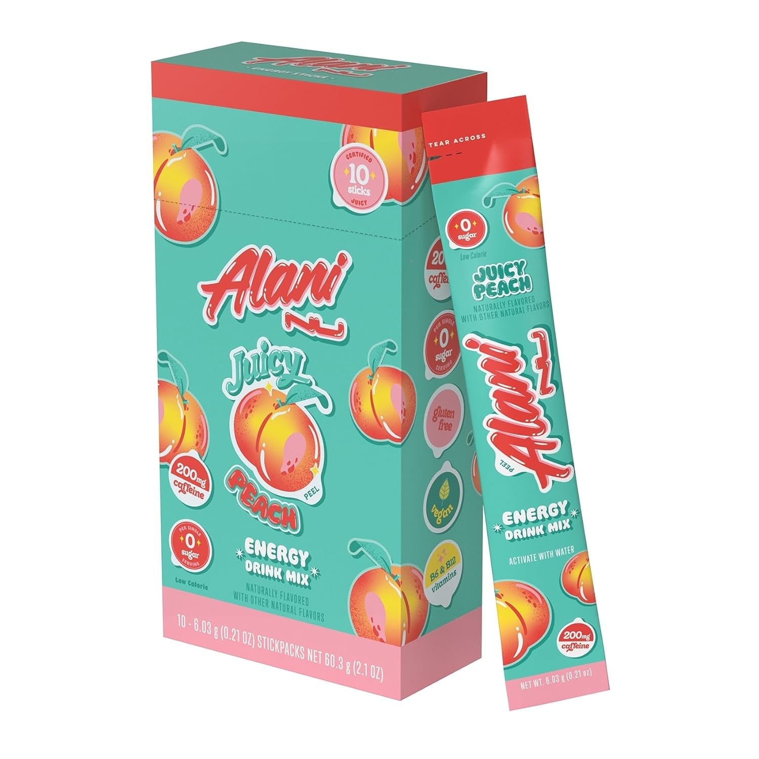 Alani Nu ORANGE KISS Energy Sticks, Energy Drink Powder, 200mg Caffeine, Pre Workout Performance with Antioxidants, On-The-Go Drink Mix, Biotin, B Vitamins, Zero Sugar, 5-10 Calories, 10 Pack