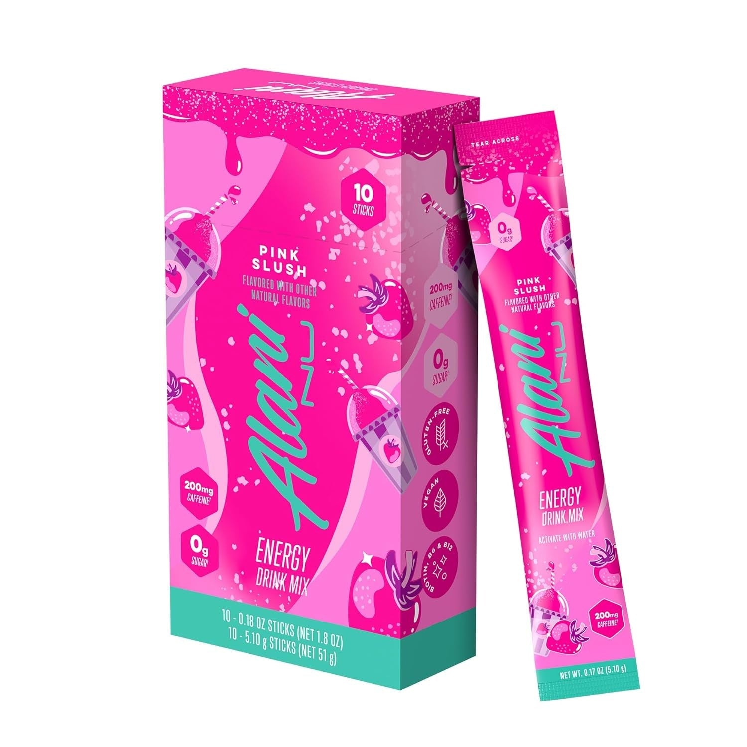 Alani Nu ORANGE KISS Energy Sticks, Energy Drink Powder, 200mg Caffeine, Pre Workout Performance with Antioxidants, On-The-Go Drink Mix, Biotin, B Vitamins, Zero Sugar, 5-10 Calories, 10 Pack
