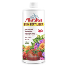 Alaska fish fertilizer bottle for indoor and outdoor plants, 5-1-1 formula.