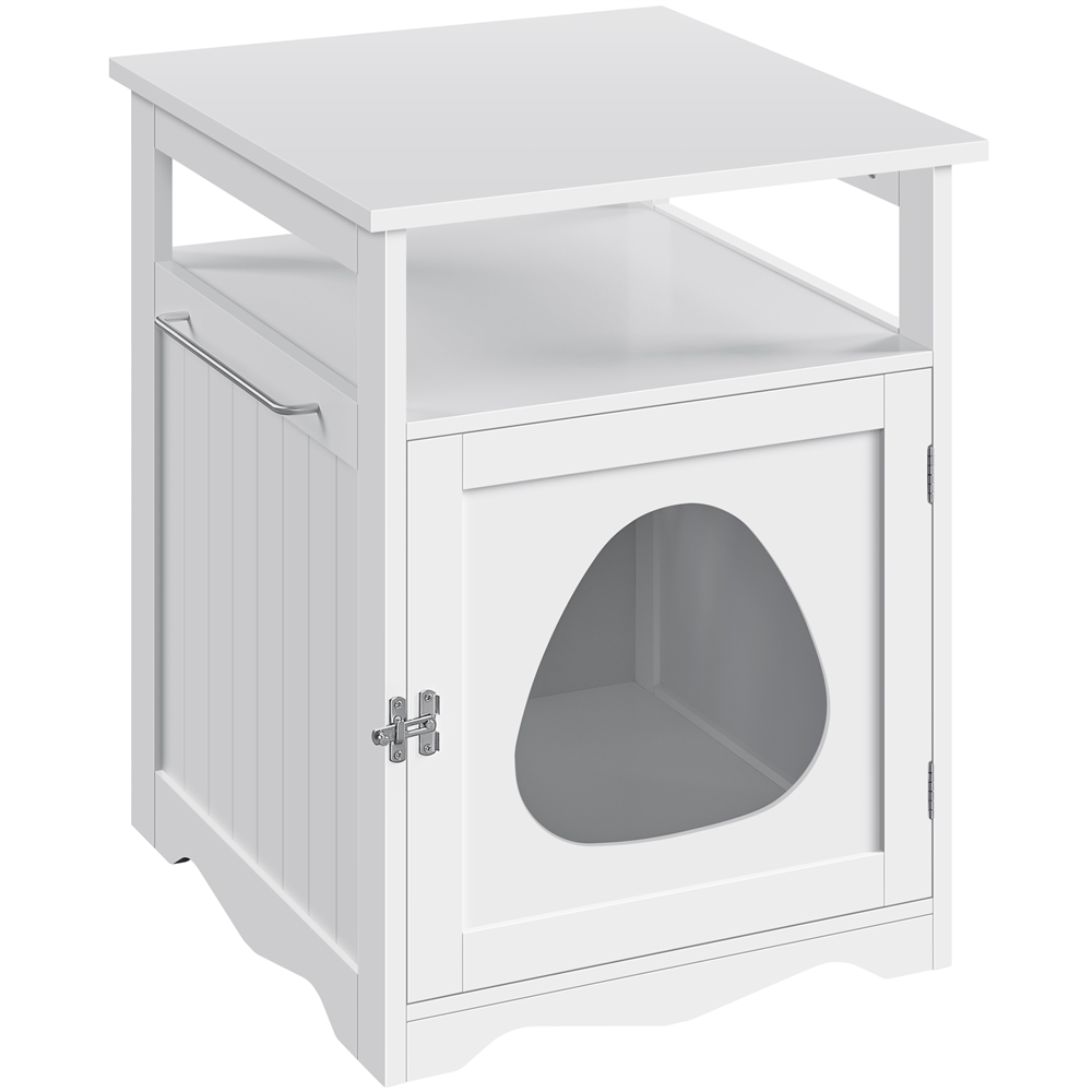 Alden Design Wooden Cat Litter Box End Table Pet Hidden Furniture, Espresso