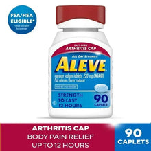 Naproxen pain relief caplets bottle with red easy-open arthritis cap, 90 caplets