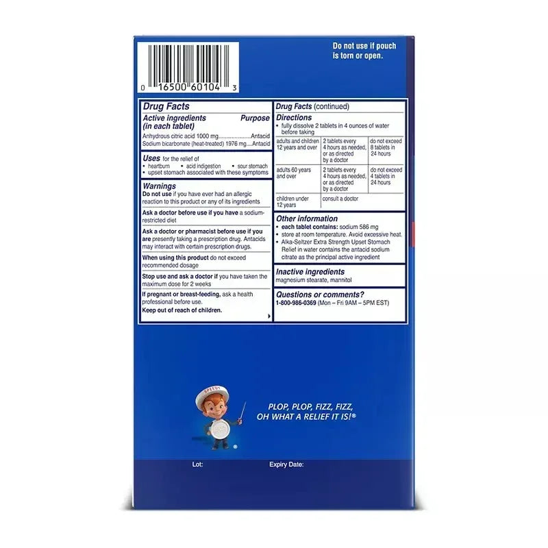 Alka-Seltzer Extra Strength Effervescent Heartburn Antacid Tablets, 72 Count
