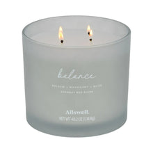 Balance spa jar candle, pale blue glass jar with four wicks and centered label