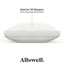 White down alternative pillow, side profile with clean seam and firm shape