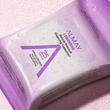 Makeup remover cleansing towelettes pouch label, lavender, 25 wipes