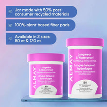 Eye makeup remover pads jars with 100% plant-based fiber pads, 80 ct and 120 ct