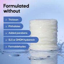 Eye makeup remover pads stacked and floating in water, white plant-based fiber pads