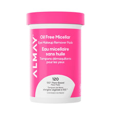 Almay Oil Free Micellar eye makeup remover pads jar, pink label with 120 count