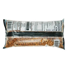 Whole almonds in clear plastic bag with barcode label