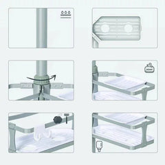 Aluminum Corner Tension Pole Caddy Gray - Threshold™: Bath Organizer with Adjustable Shelves