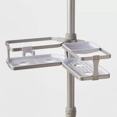 Aluminum Corner Tension Pole Caddy Gray - Threshold™: Bath Organizer with Adjustable Shelves