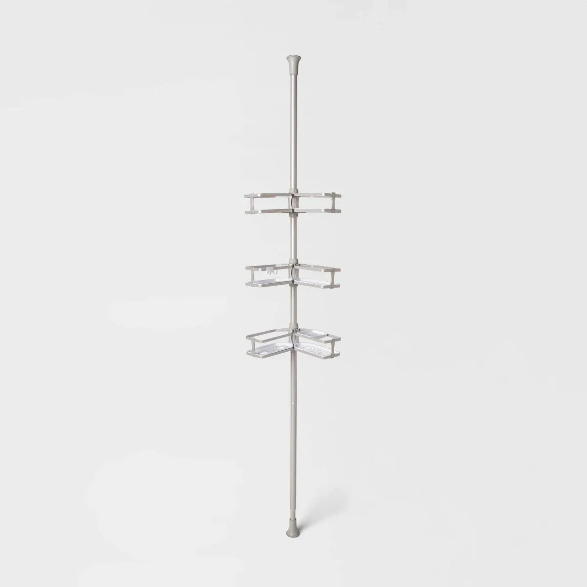 Aluminum Corner Tension Pole Caddy Gray - Threshold™: Bath Organizer with Adjustable Shelves