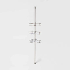 Aluminum Corner Tension Pole Caddy Gray - Threshold™: Bath Organizer with Adjustable Shelves