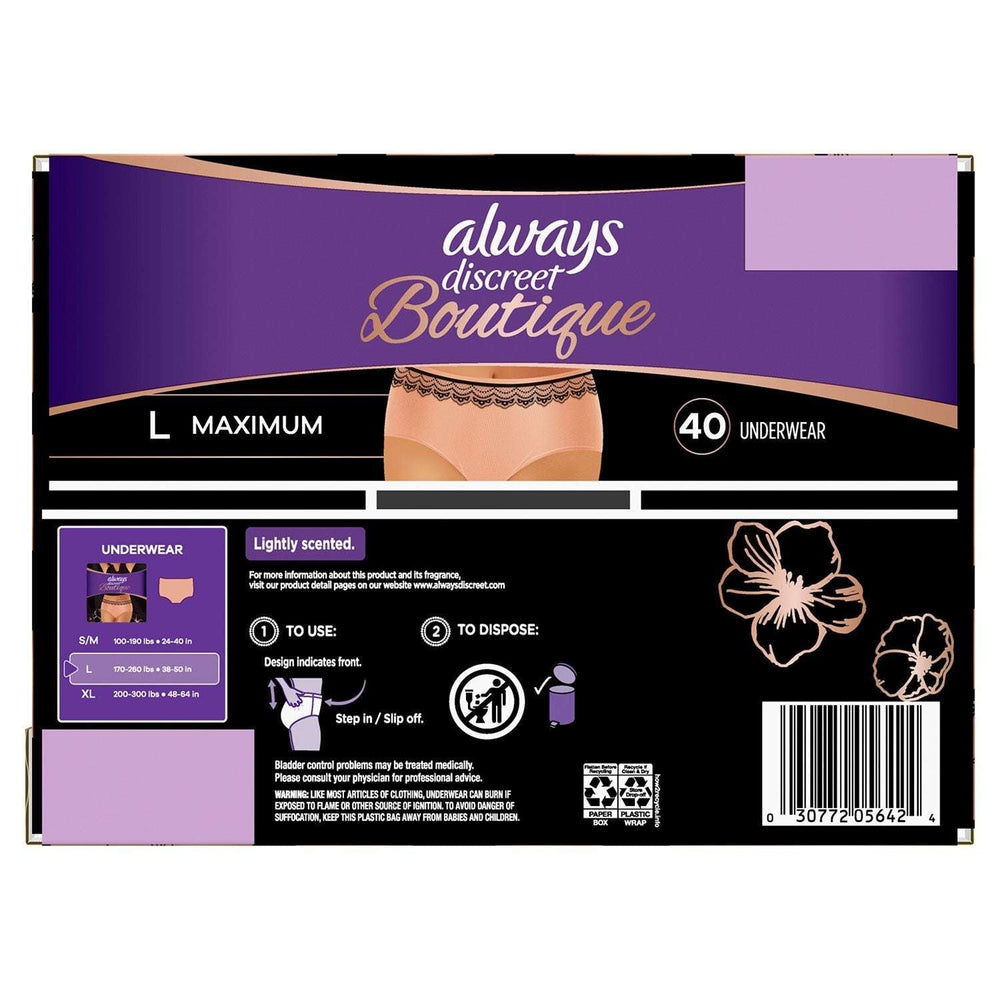 Always Discreet Boutique Incontinence Underwear, Maximum, Choose Size