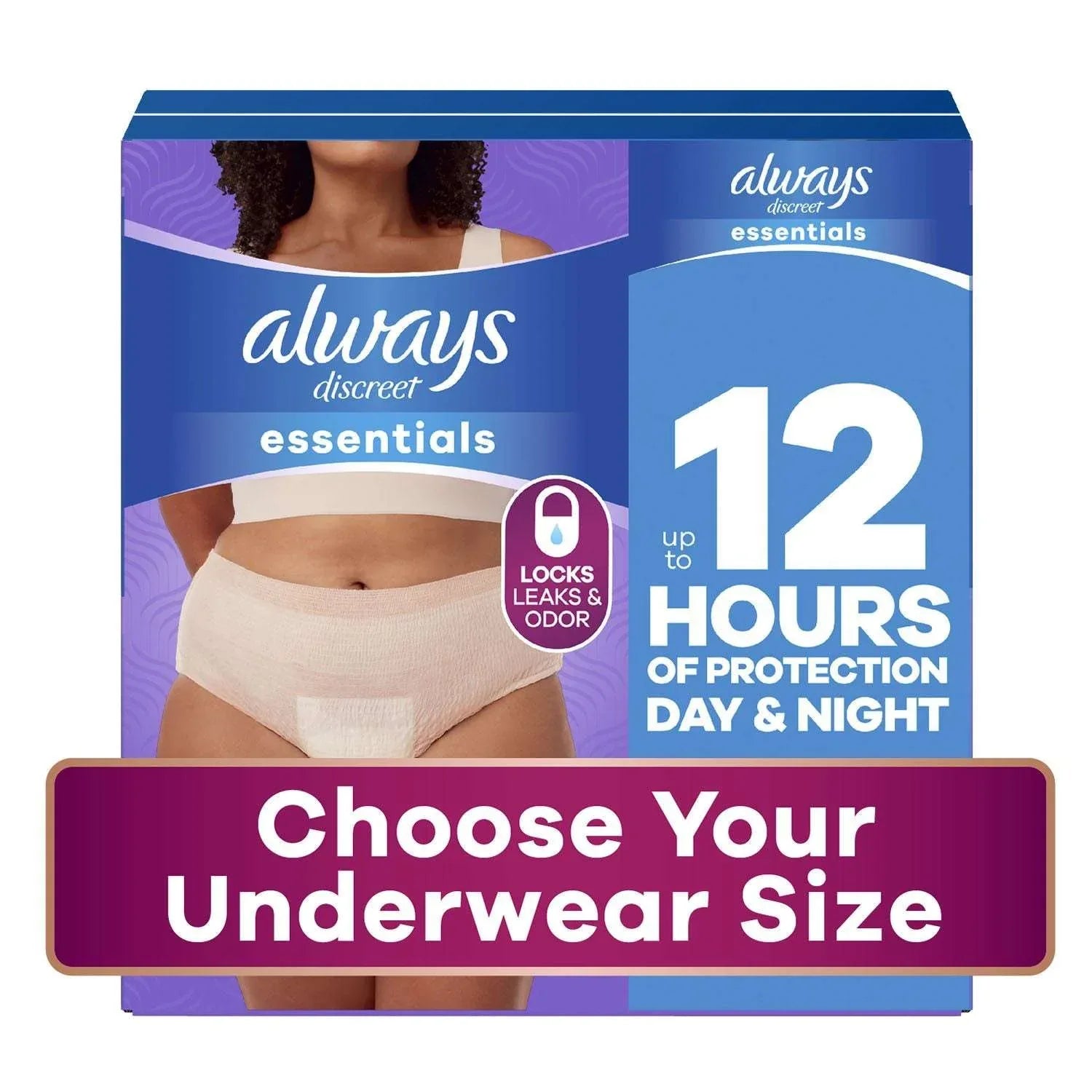 Always Discreet Essentials Underwear for Women, Maximum, Choose Size - USA MEGA SHOP