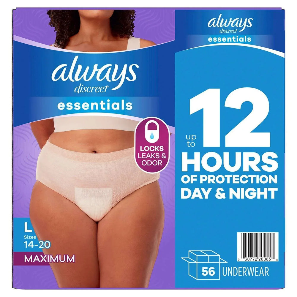Always Discreet Essentials Underwear for Women, Maximum, Choose Size - USA MEGA SHOP