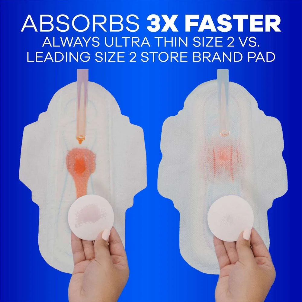 Always Ultra Thin Long Super Pads with Wings, Size 2, 92 ct. - USA MEGA SHOP