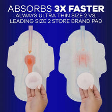 Ultra thin overnight pads comparison shown as two winged pads held in hands