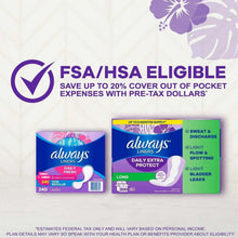 Always liners product boxes with an FSA eligible checkmark and pack images