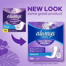 Multiple Always liners boxes showing Regular and Extra Long options