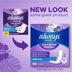 Always Anti-Bunch Xtra Protection Daily Liners Xtra Long Length, 68 Ct (PACK OF 3 )