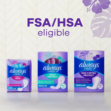 FSA/HSA eligible panty liners packages displayed on a table