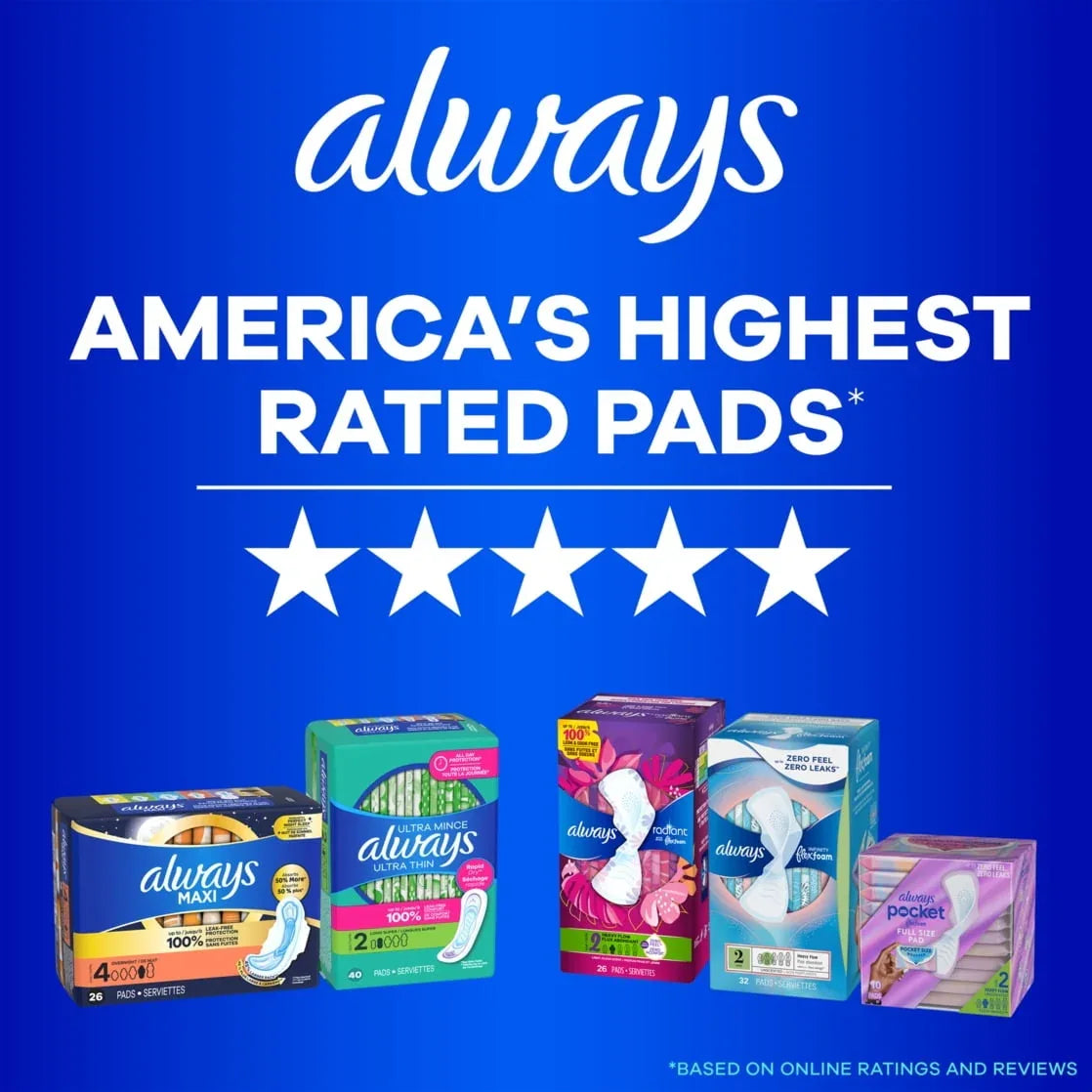 Always Daily Protect Panty Liners, Regular Length, Unscented, 48 Count