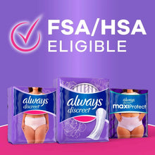 Always Discreet incontinence pad packs, FSA/HSA eligible promo