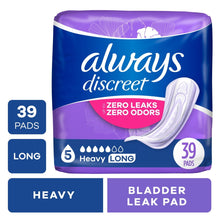 Long heavy incontinence pad pack, 39-count absorbent liners