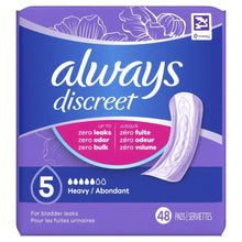 Always Discreet heavy absorbency incontinence pads, 48 count package front