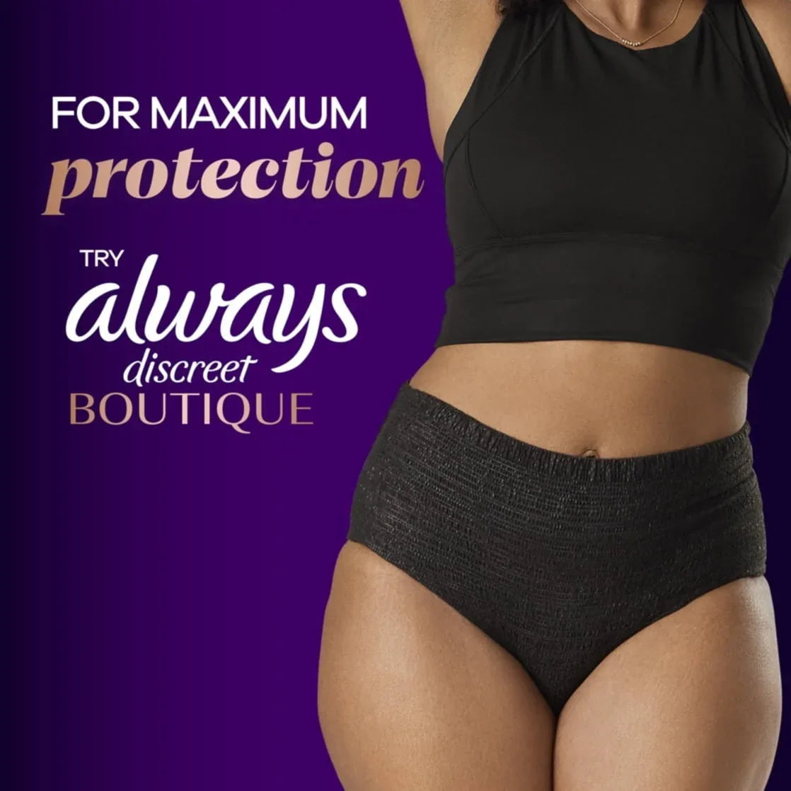Always Discreet Adult Incontinence Pads for Women, Heavy Absorbency, Regular Length, Postpartum Pads, 48 Count