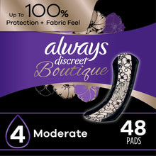 Incontinence pads pack, moderate absorbency, regular length, 48 count