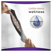 Incontinence pad held vertically, moderate absorbency, fabric-like top