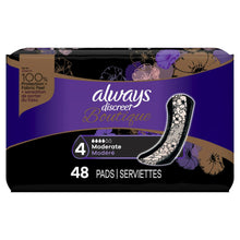 Incontinence pads pack, moderate absorbency, 48 pads, fabric-like feel