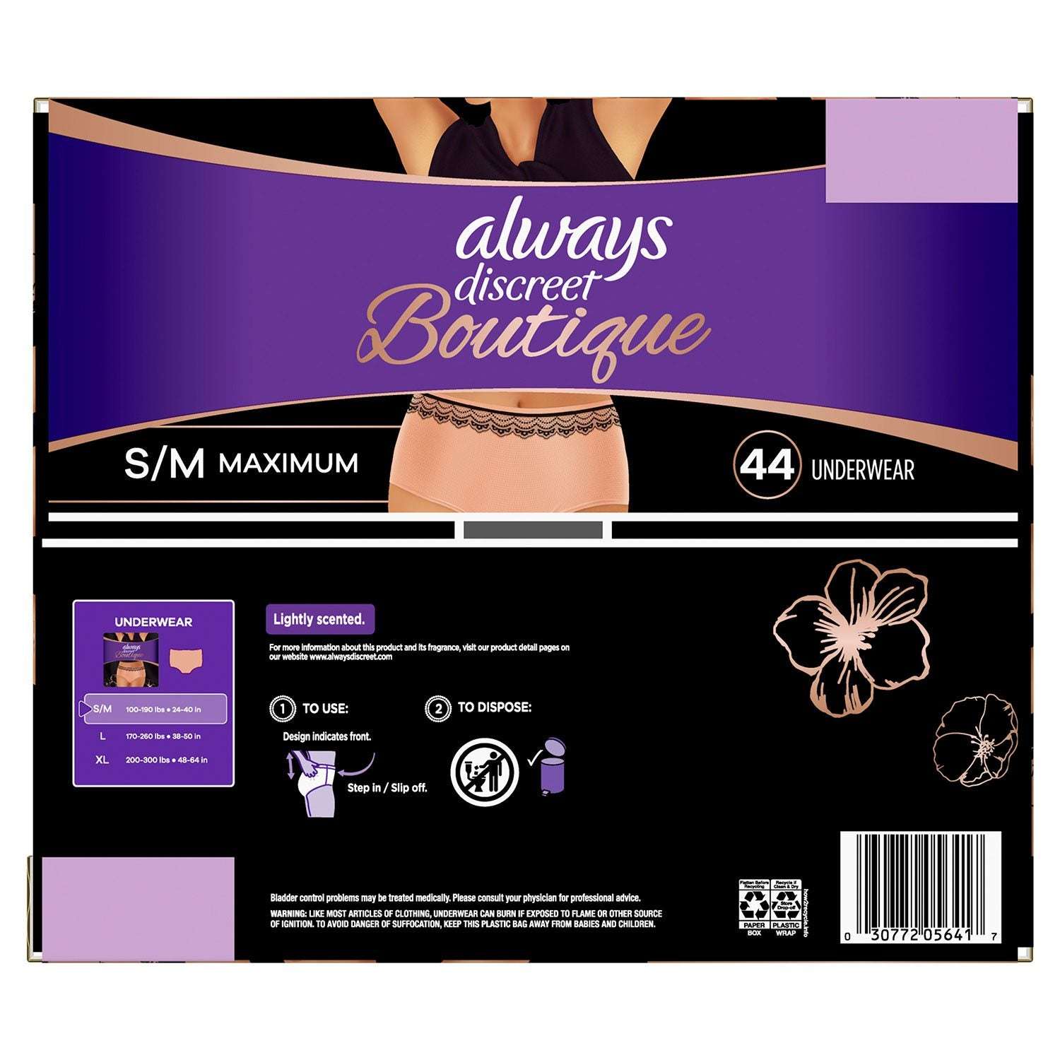 Always Discreet Boutique Incontinence Underwear, Maximum, Choose Size
