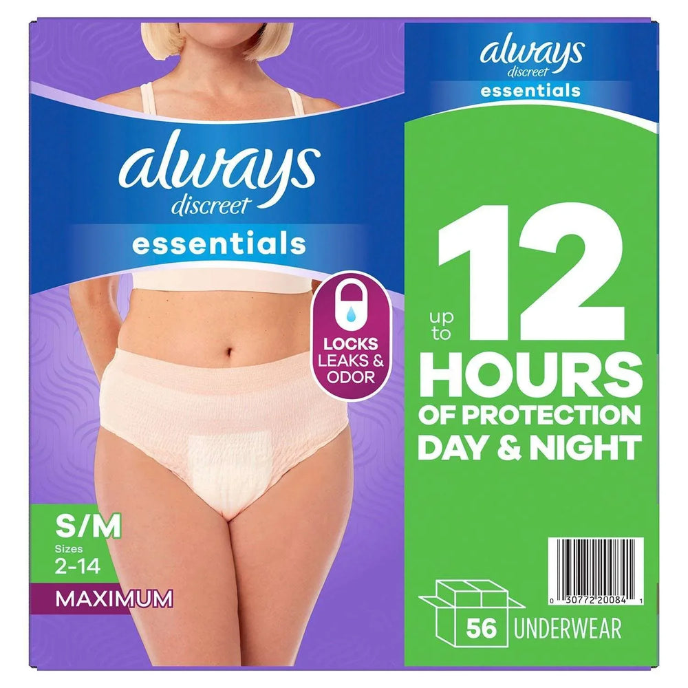 Always Discreet Essentials Underwear for Women, Maximum, Choose Size - USA MEGA SHOP