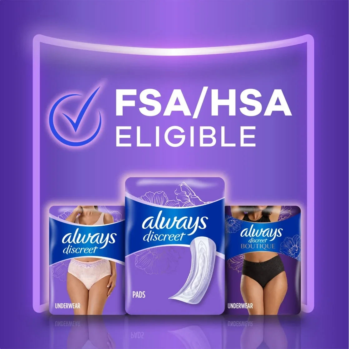 Always Discreet Incontinence Pads, Moderate Absorbency, Regular Length, 66 CT