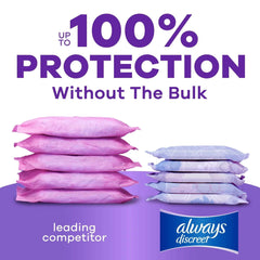 Always Discreet Incontinence Panty Liners for Bladder Leaks, Size 2, Very Light Absorbency, 48 Count