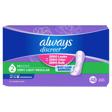 Always Discreet incontinence liners box, very light regular, 48 liners