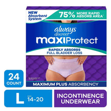 MaxiProtect adult incontinence underwear, lavender, 24 count package