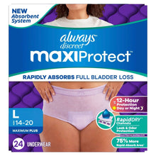 MaxiProtect adult incontinence underwear, light purple, size L, 24 count, front box