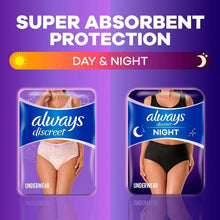 Boxed night incontinence underwear multipack showing black briefs on the front.